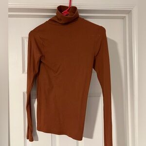 Women's Long Sleeve Turtleneck Top - Burnt Orange